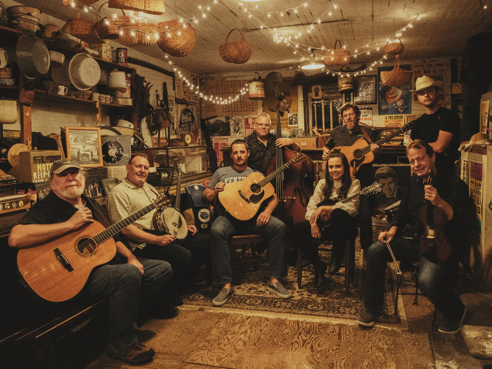 Before recording <em>Cuttin' Grass Vol. 1,</em> Sturgill Simpson (seated at center with guitar) assembled an all-star crew of bluegrass players to help him reimagine songs selected from across his own acclaimed — and genre-defying — albums.