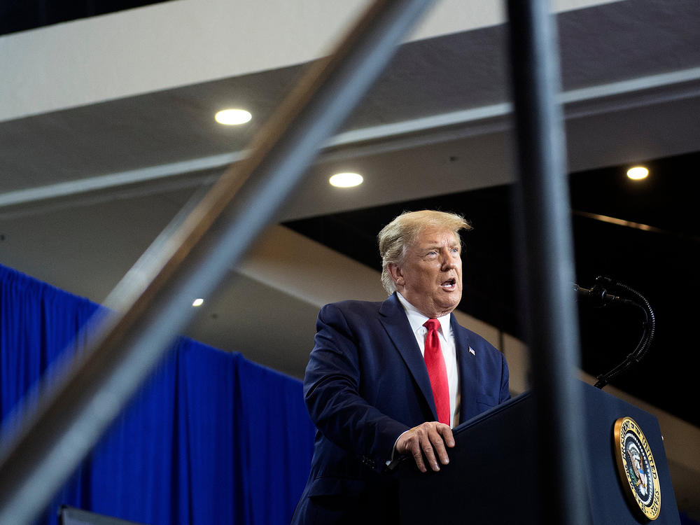 President Trump announced a partnership with two national pharmacy chains to administer coronavirus vaccines to nursing homes at an event in Fort Myers, Fla.