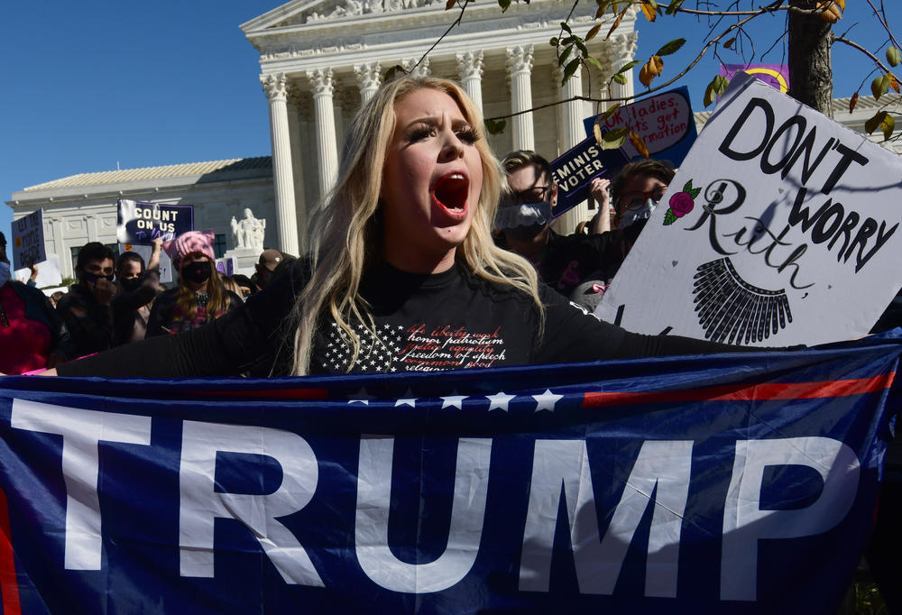 Isabella De Luca, a Trump supporter from New York has a bloodied mouth after a scuffle at the Women's March in Washington D.C.