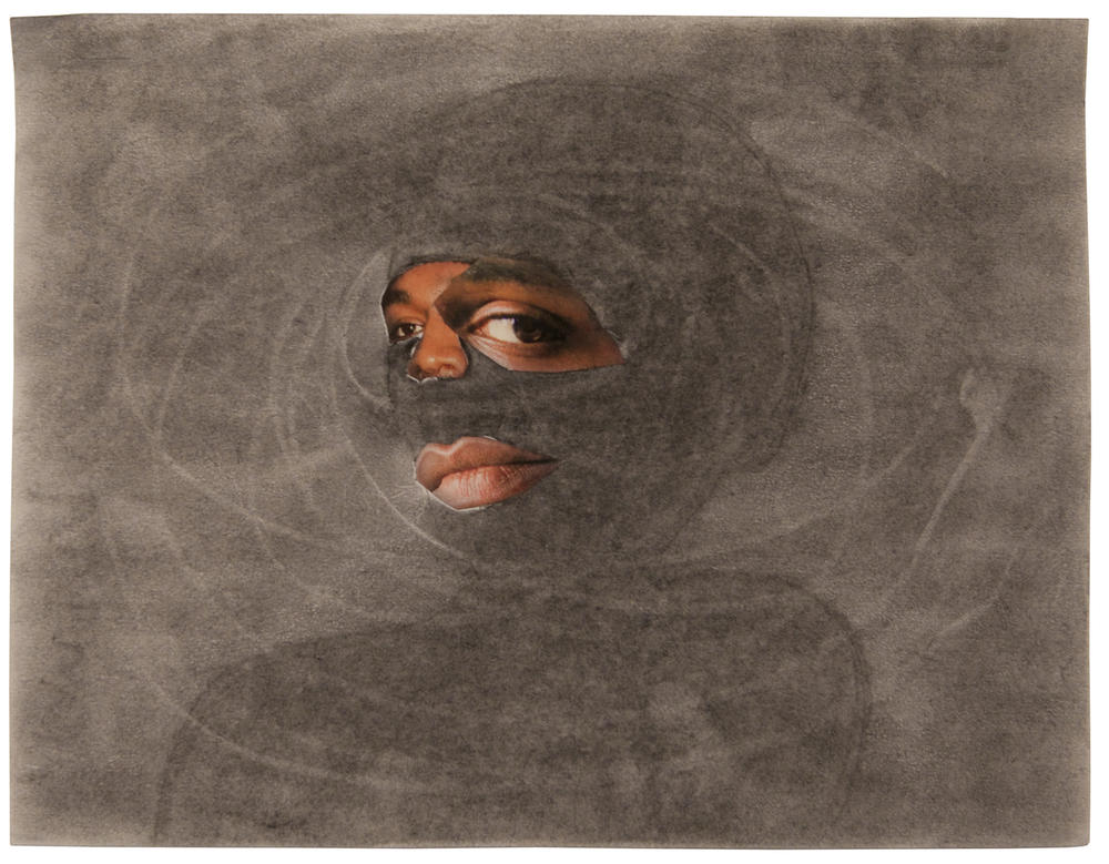 Tameca Cole, <em>Locked in a Dark Calm</em>, 2016. Collage and graphite on paper. 8 1/2 x 11 inches.