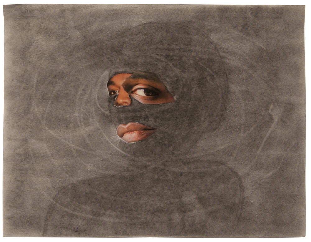 Tameca Cole, <em>Locked in a Dark Calm</em>, 2016. Collage and graphite on paper. 8 1/2 x 11 inches.