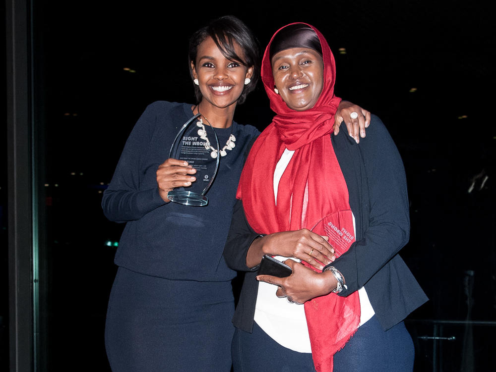 Fartuun Adan (right) and Ilwad Elman, the mother and daughter named winners of this year's $1 million Aurora Prize for their efforts to help former child soldiers and others in their native Somalia.