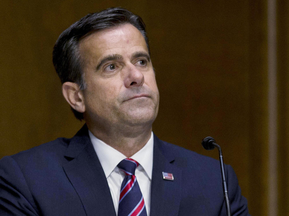 Director of National Intelligence John Ratcliffe, seen above during his earlier tenure in the House, delivered a briefing on election threats on Wednesday evening.
