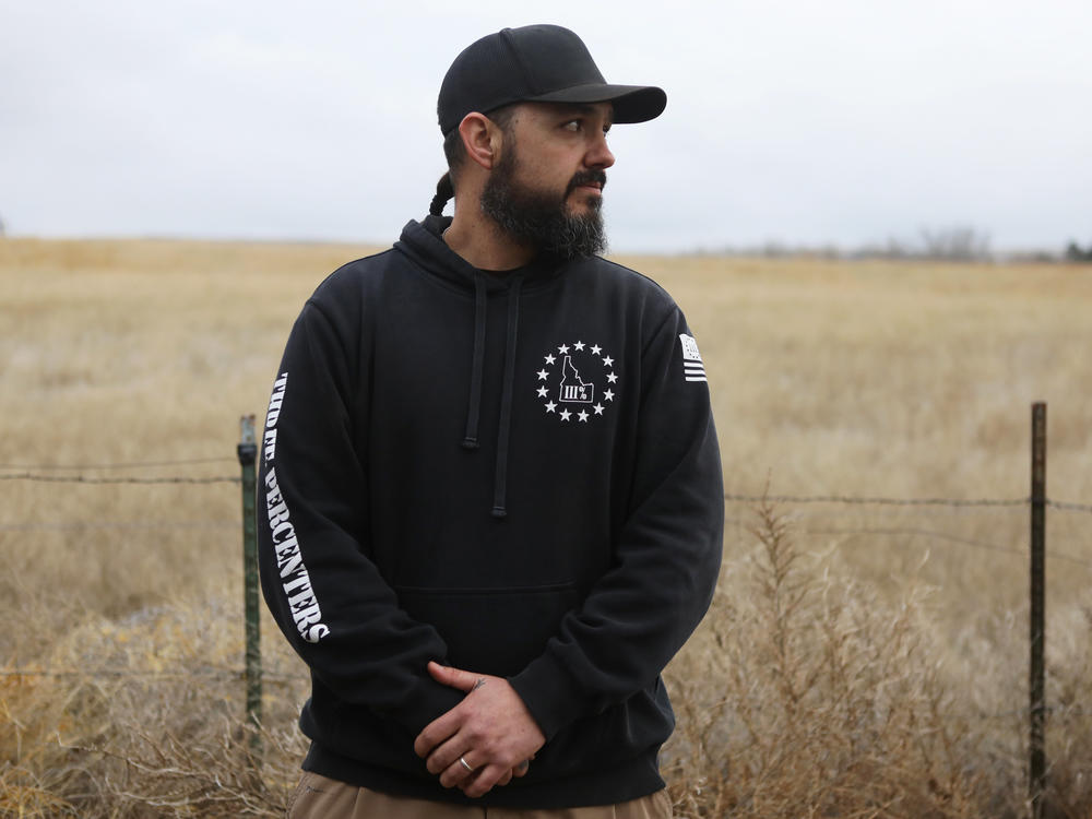 Eric Parker of the Real 3%ers Idaho attends a convoy training exercise in western Idaho on Jan. 25. NPR has followed Parker's political evolution as he joins a wave of 