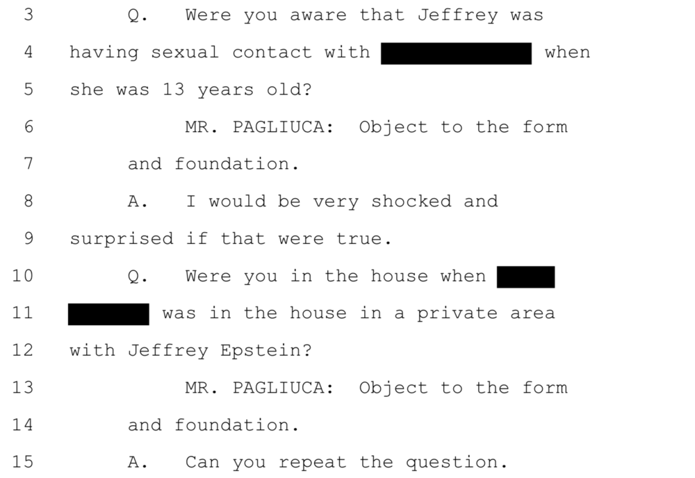 In her deposition, Maxwell said she would be 