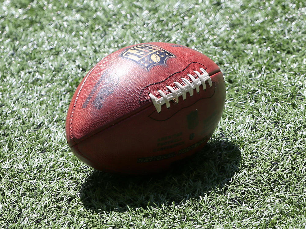 A football lies on the turf prior to the NFL Week 1 game between the Atlanta Falcons and the Seattle Seahawks on September 13, 2020.