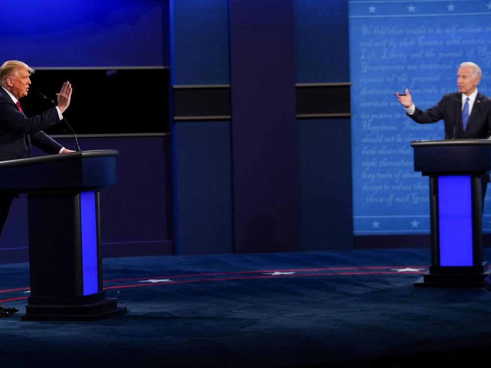 President Trump, left, and former Vice President Joe Biden met for the last presidential debate at Belmont University in Nashville, Tenn. For the most part, it was a civil night.