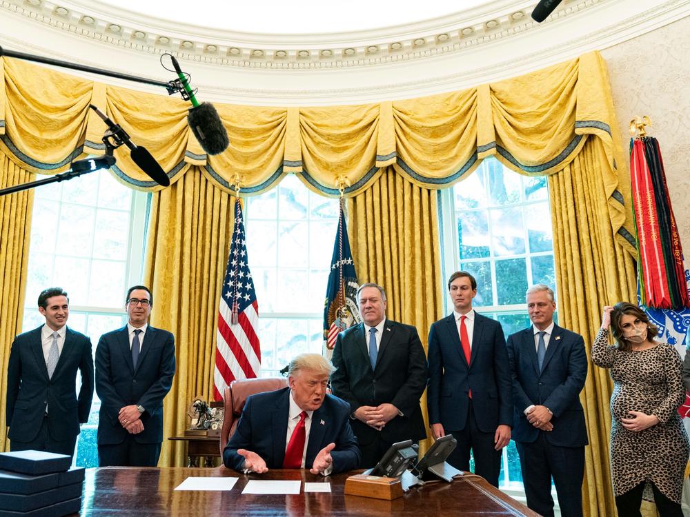 President Trump speaks to the leaders of Sudan and Israel on Friday as he announces Sudan will normalize relations with Israel at the White House. The U.S. is taking Sudan off its terrorism sponsor list and helping with Sudan's massive debt.
