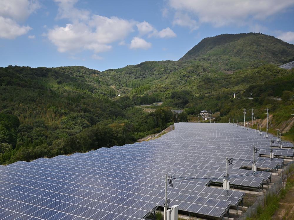Japan plans to ramp up its use of solar panels, such as these shown in Yufu, Oita prefecture in 2019.