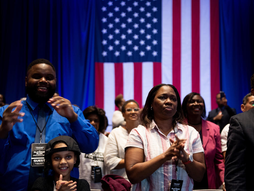 Supporters listen as President Trump talks about his plan for Black Americans at an event in Atlanta last month.