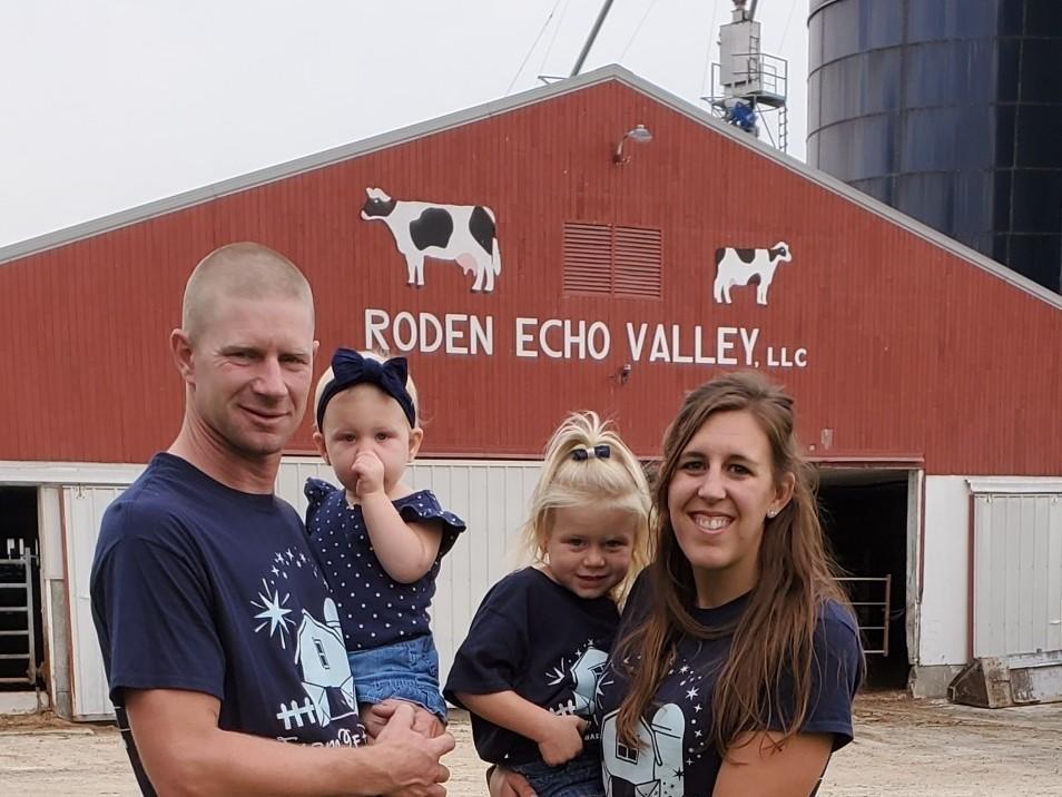 Dairy farmer Rick Roden of<strong> </strong>West Bend, Wis. and his family