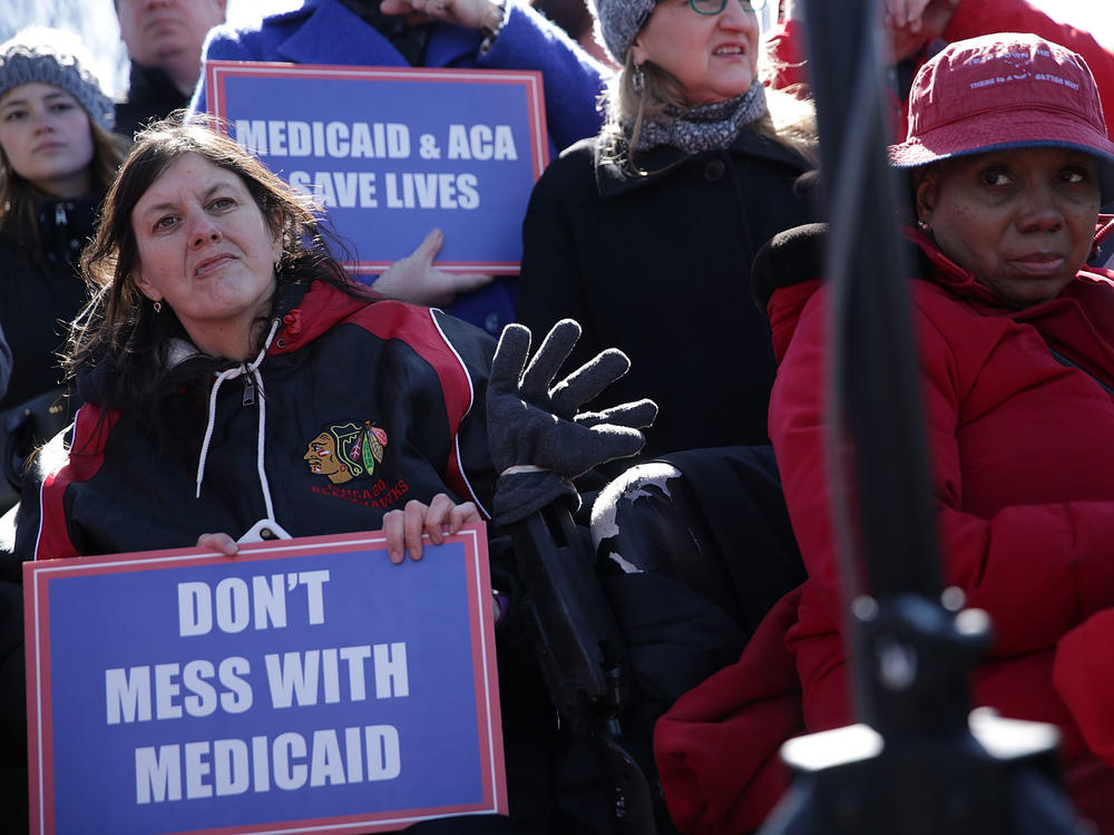Health care activists rallied in front of the U.S. Capitol on March 22, 2017, to protest Republican efforts that would have dismantled the Affordable Care Act and capped federal payments for Medicaid patients. The Republican congressional bills, part of the party's 