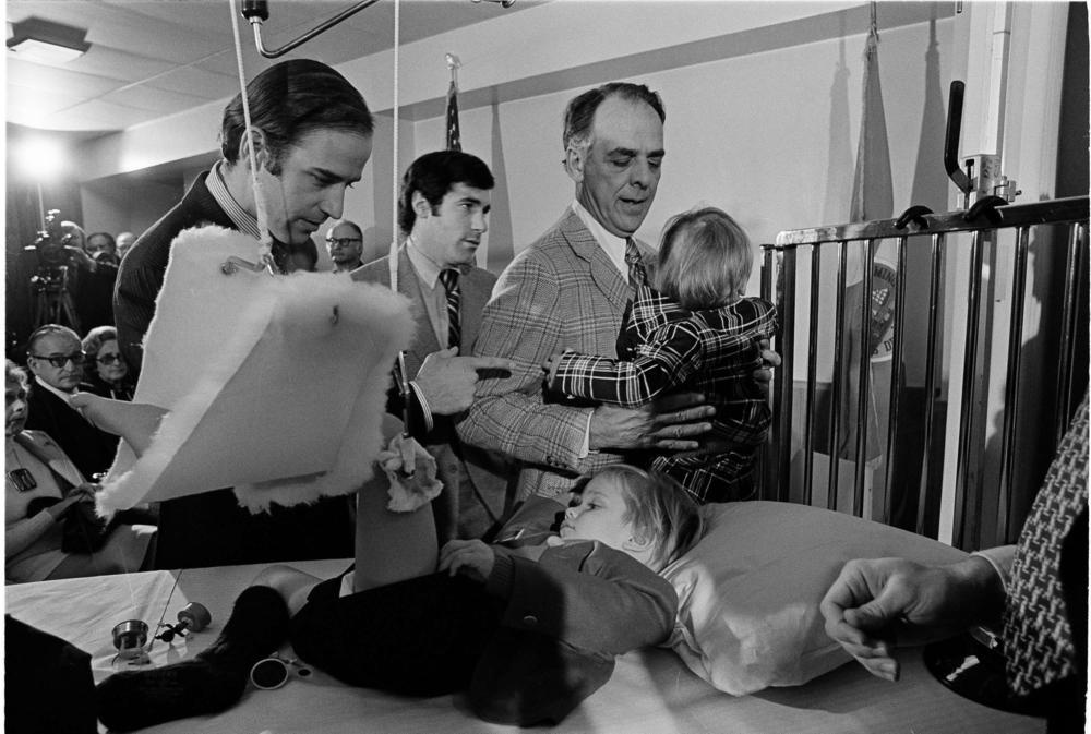 When Joe Biden was first sworn in as a U.S. senator in 1973, he took the oath in a Wilmington, Del., hospital, where his sons Beau, in the bed, and Hunter, in the arms of Biden's father-in-law Robert Hunter, had been treated after a car crash that left his wife and daughter dead.