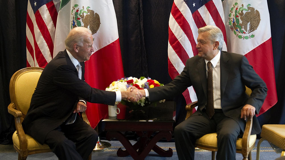 Then-Vice President Joe Biden meets with then-Mexican presidential candidate Andrés Manuel López Obrador in March 2012 in Mexico City.