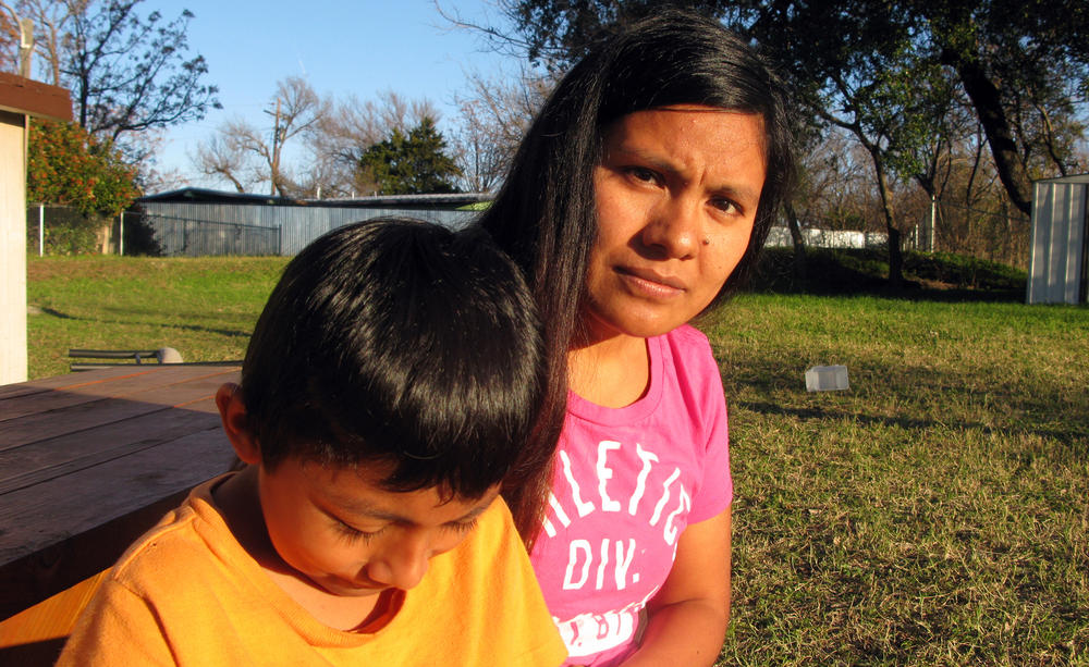 Hilda Ramirez and Iván at a shelter in Austin in January 2016.