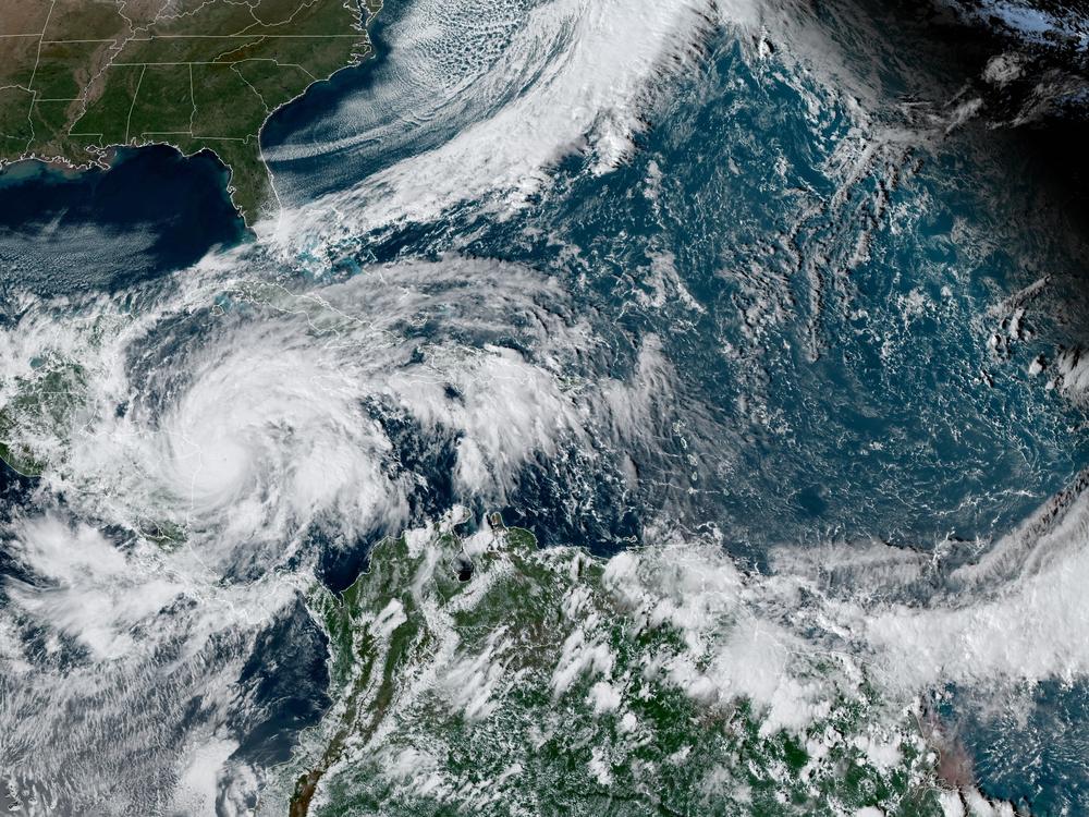 Satellite imagery of Hurricane Eta. It was upgraded to a major hurricane by the National Hurricane Center on Monday. It is expected to dump 35 inches of rain in some isolated areas of Nicaragua after making landfall.