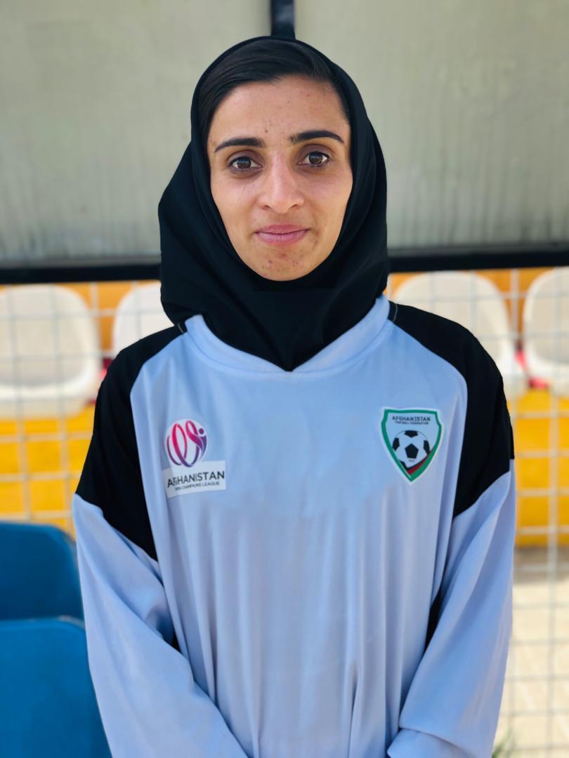 Portrait of Sabria Nawrozi, 20, the captain of Herat Storm.