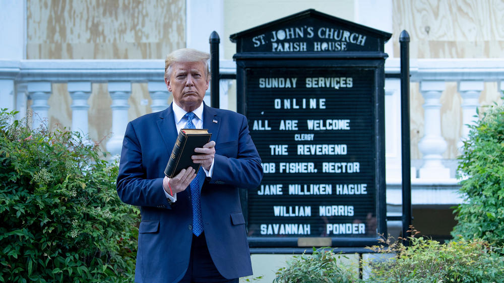 Trump walked to St. John's Church near the White House for a 