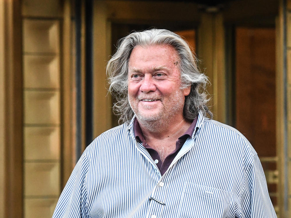 Former White House chief strategist Steve Bannon, shown here in August, had a Twitter account associated with him suspended after the social media company said his comments violated<strong> </strong>its 