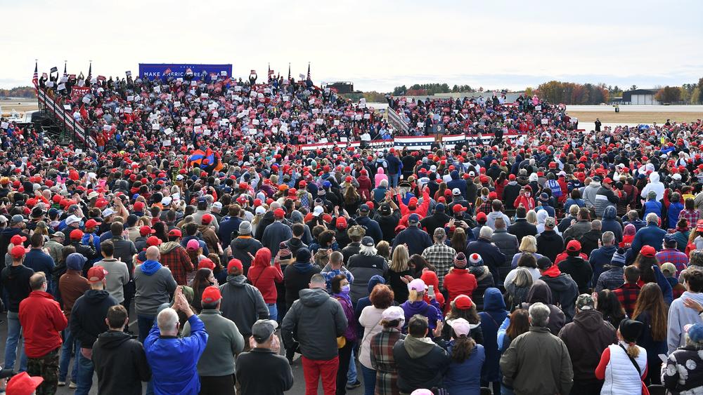 Trump speaks during a rally in Londonderry, N.H., on Oct. 25.