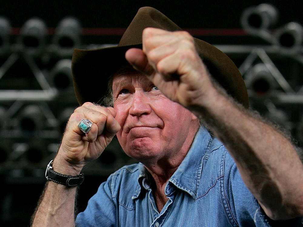 Billy Joe Shaver, photographed onstage during Willie Nelson's 4th of July Concert at the Verizon Wireless Amphitheater on July 4, 2008 in San Antonio, Texas.