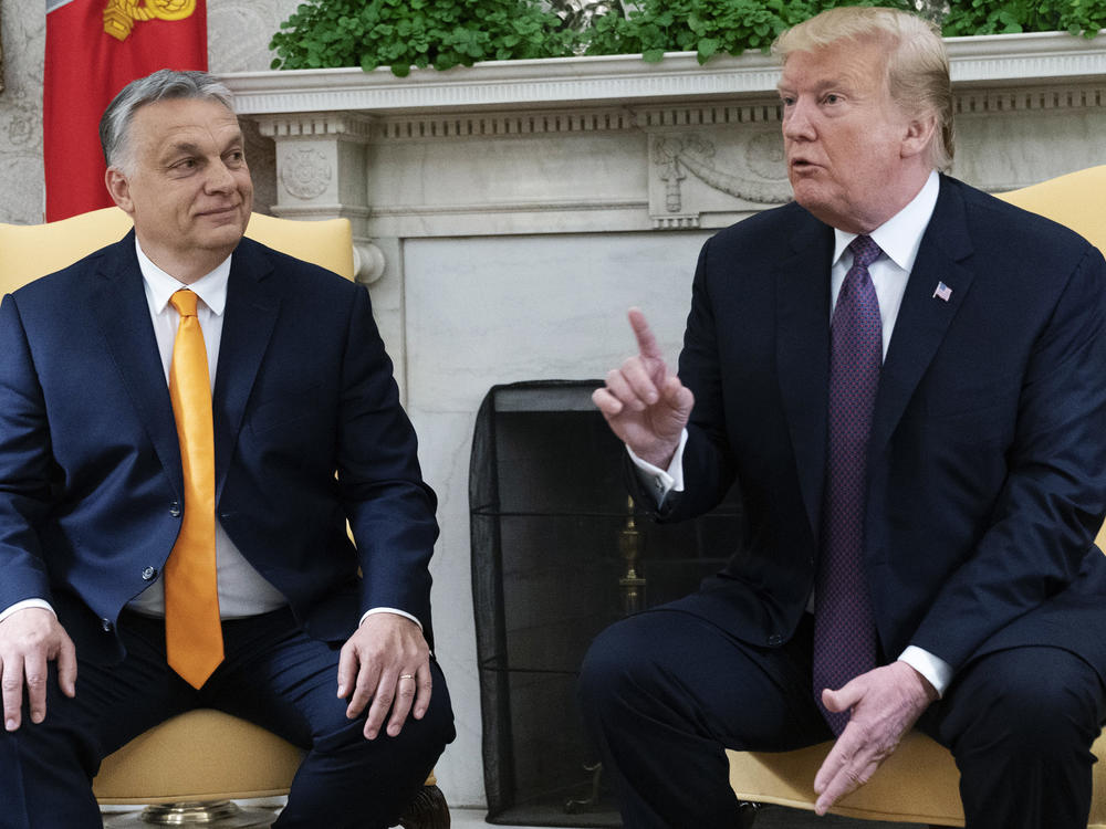 Hungarian Prime Minister Viktor Orban did not join other European leaders in congratulating Joe Biden. Orban and President Trump are seen here meeting last year at the White House.