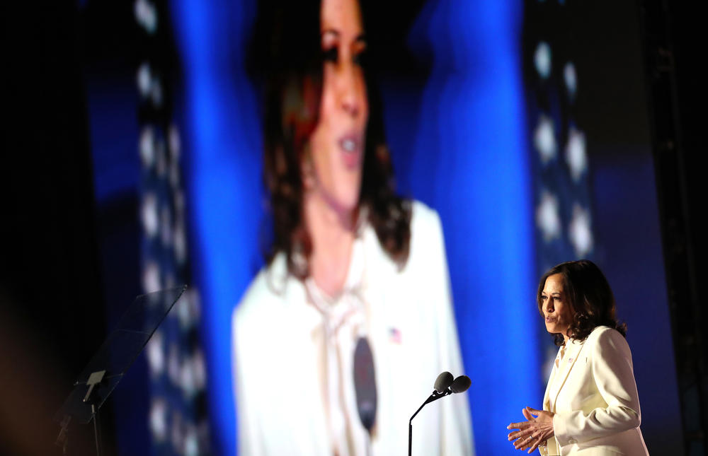Vice President-elect Kamala Harris acknowledged the groundbreaking nature of her victory on Saturday night: 