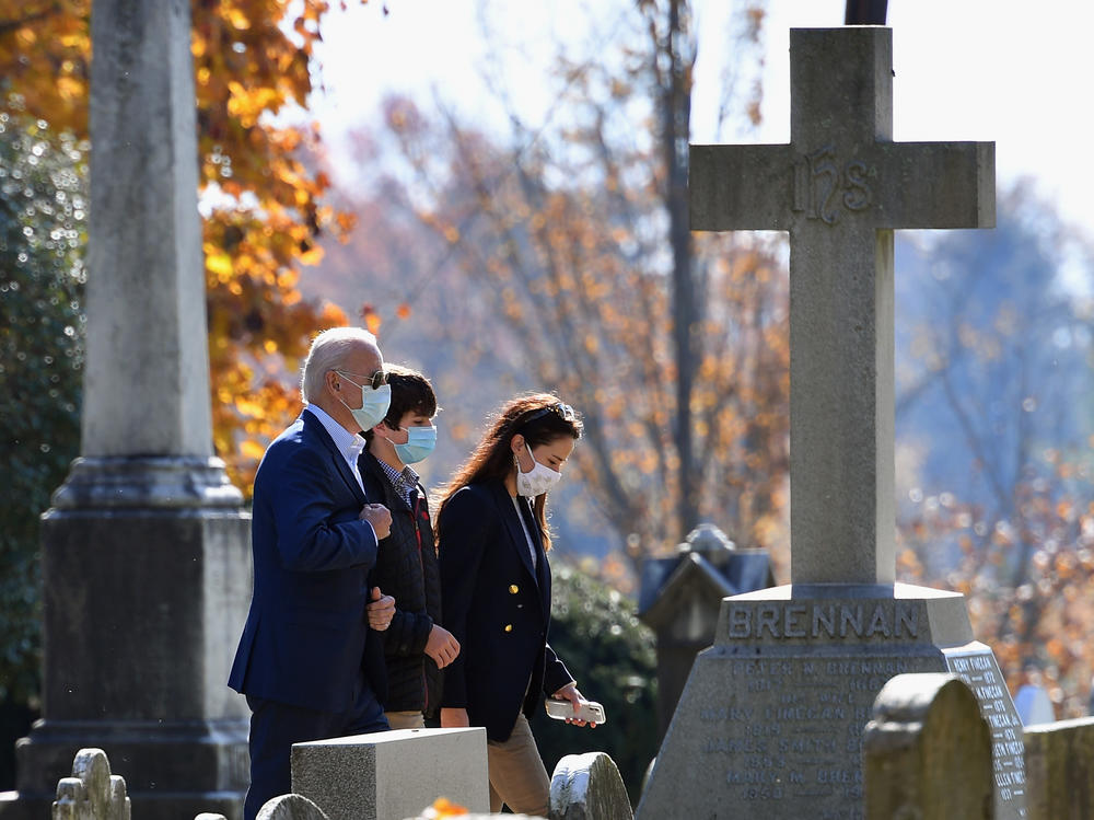 President-elect Joe Biden arrives at St. Joseph on the Brandywine Roman Catholic church in Greenville, Del., on Sunday.