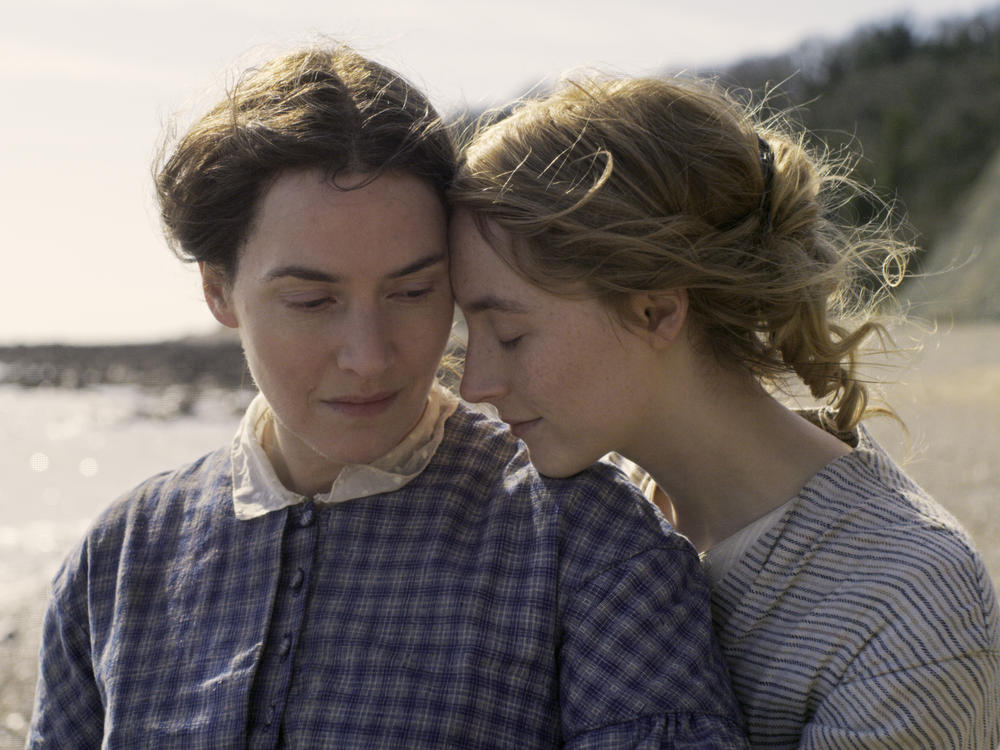 Kate Winslet and Saoirse Ronan star as Mary Anning and Charlotte Murchison in <em>Ammonite.</em>