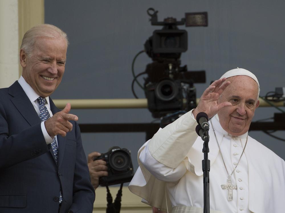 President-elect Joe Biden spoke Thursday morning with Pope Francis. The two met in Washington, D.C., in 2015.