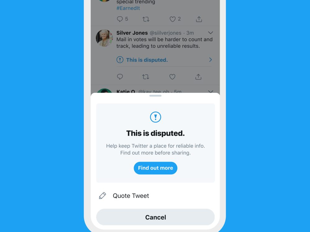 Twitter said extra steps urging people to think before sharing tweets were helping curb the spread of false claims about the election.