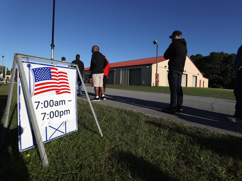 Voters line up at Gwinnett County Fairgrounds last month in Lawrenceville, Ga., to cast their ballot on the final day of early voting in Georgia.