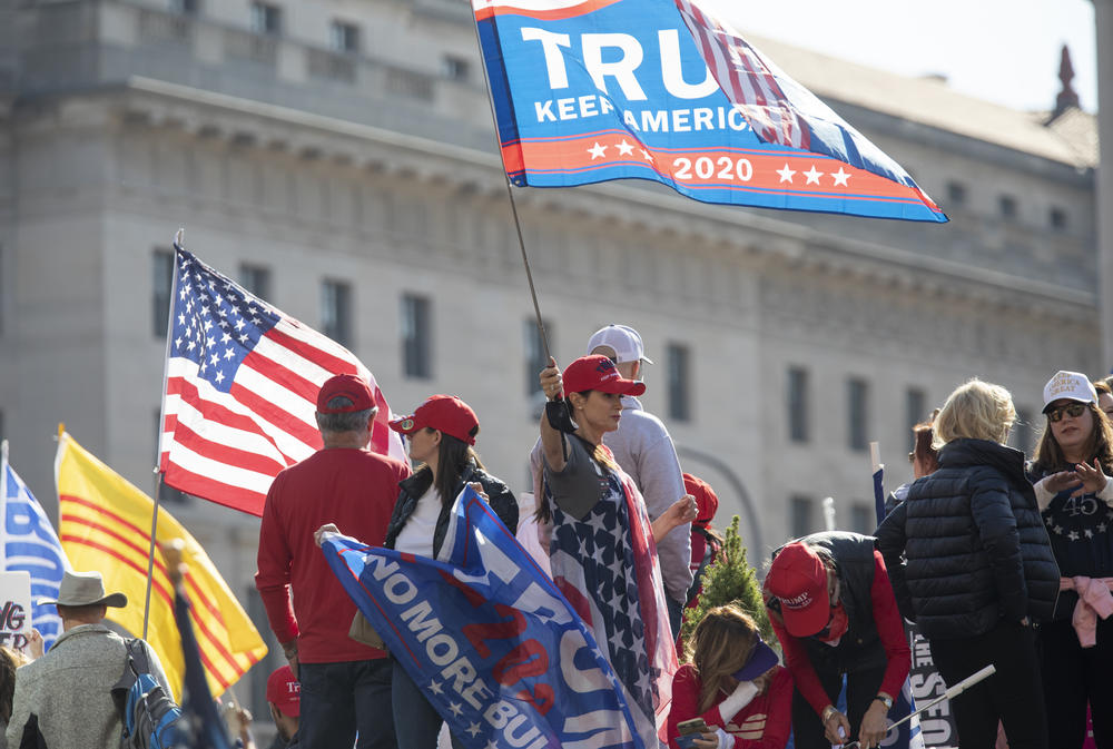 Trump supporters brought campaign flags but not many masks to the Washington, D.C., demonstrations on Saturday.