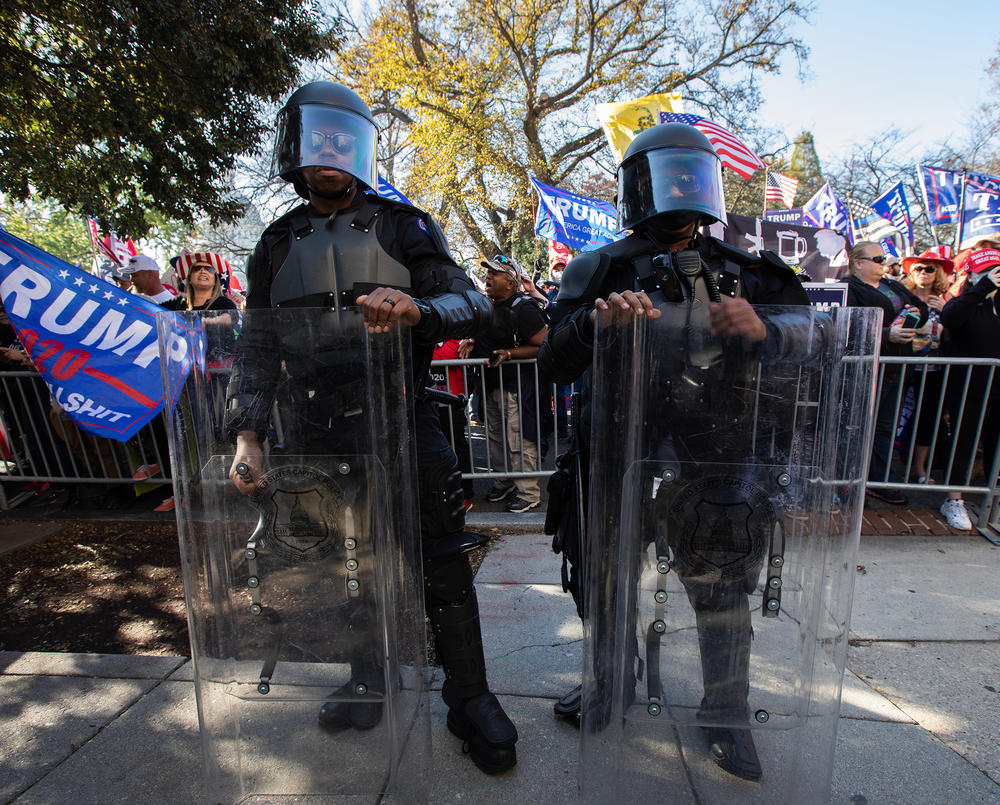 Police and authorities were monitoring the protests