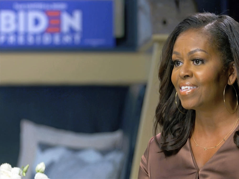 In this image from video, former first lady Michelle Obama speaks during the first night of the Democratic National Convention on Aug. 17.