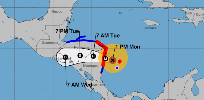 Hurricane Iota, a Category 5 storm with maximum sustained winds of 160 mph, is due to make landfall Monday night in Nicaragua.