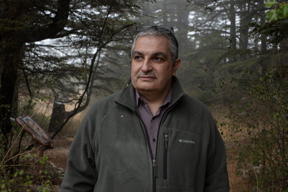 Doctor Nabil Nemer, 48, Associate Dean of Doctoral Studies for Science and Technology at The Holy Spirit of Kaslik University at the Tannourine Cedars Forest Nature Reserve.