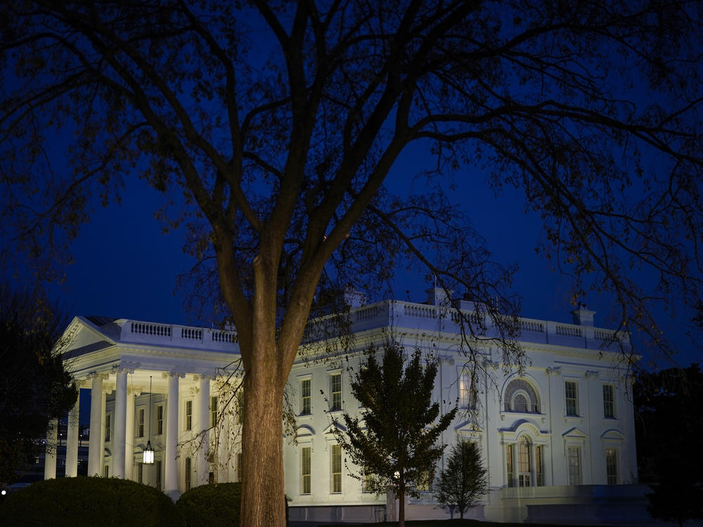 The White House seen at dusk on Monday.