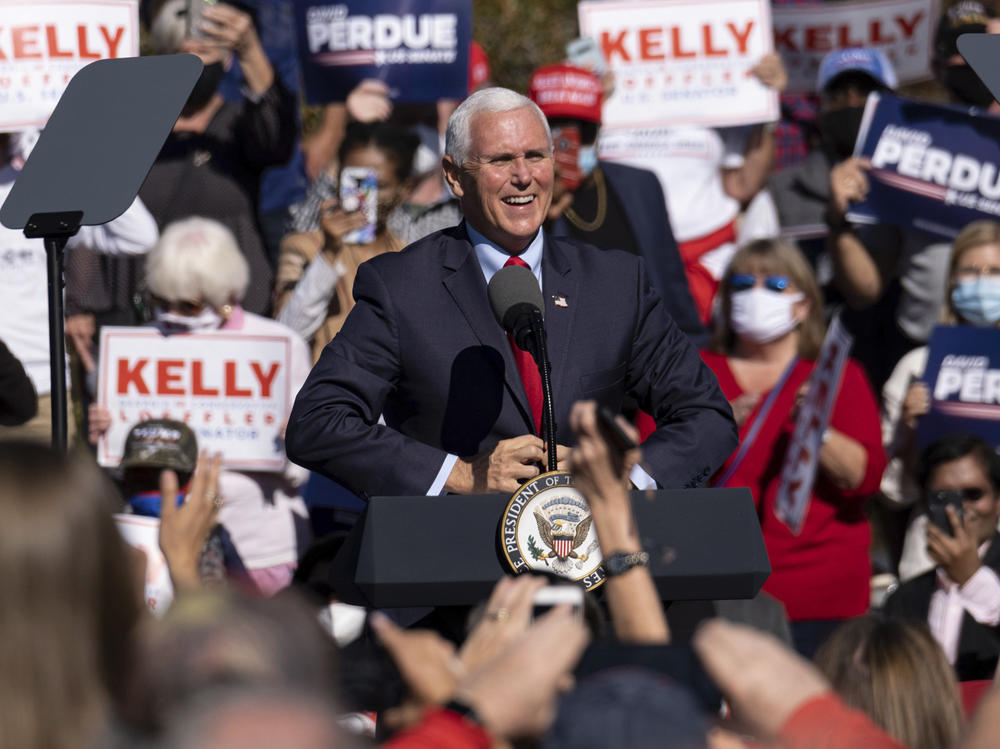 Vice President Pence speaks during a rally Friday in Canton, Ga., where he vowed: 