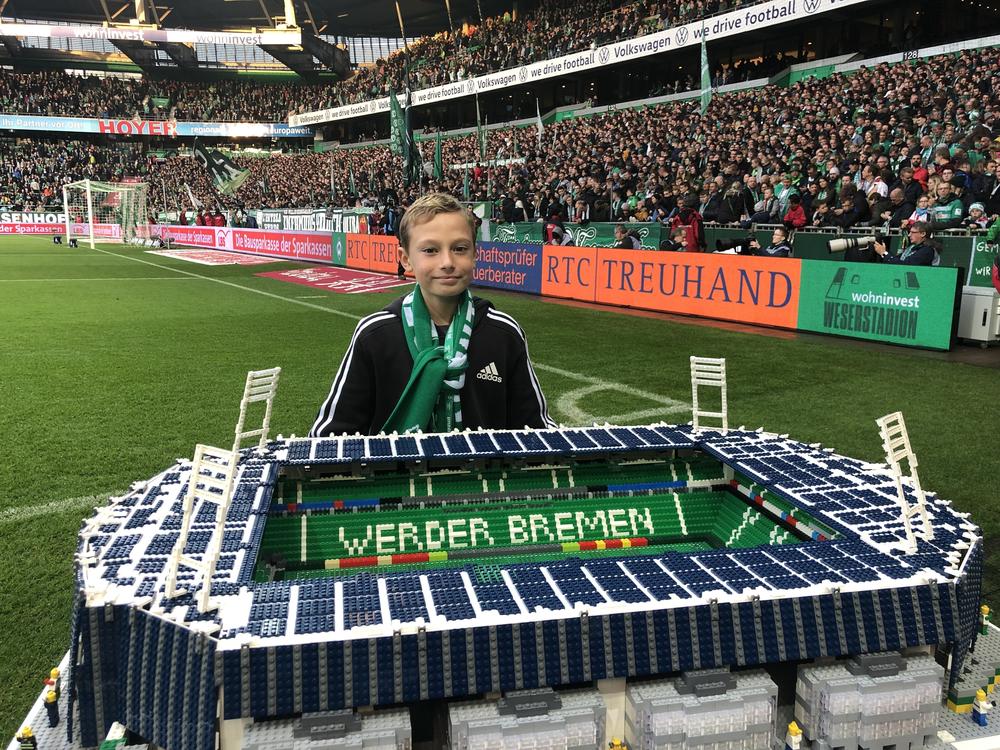 Joe Bryant, a 12-year-old superfan of German pro soccer, visted Weser Stadium in Bremen a year ago to show off his recreation of Werder Bremen's home field.
