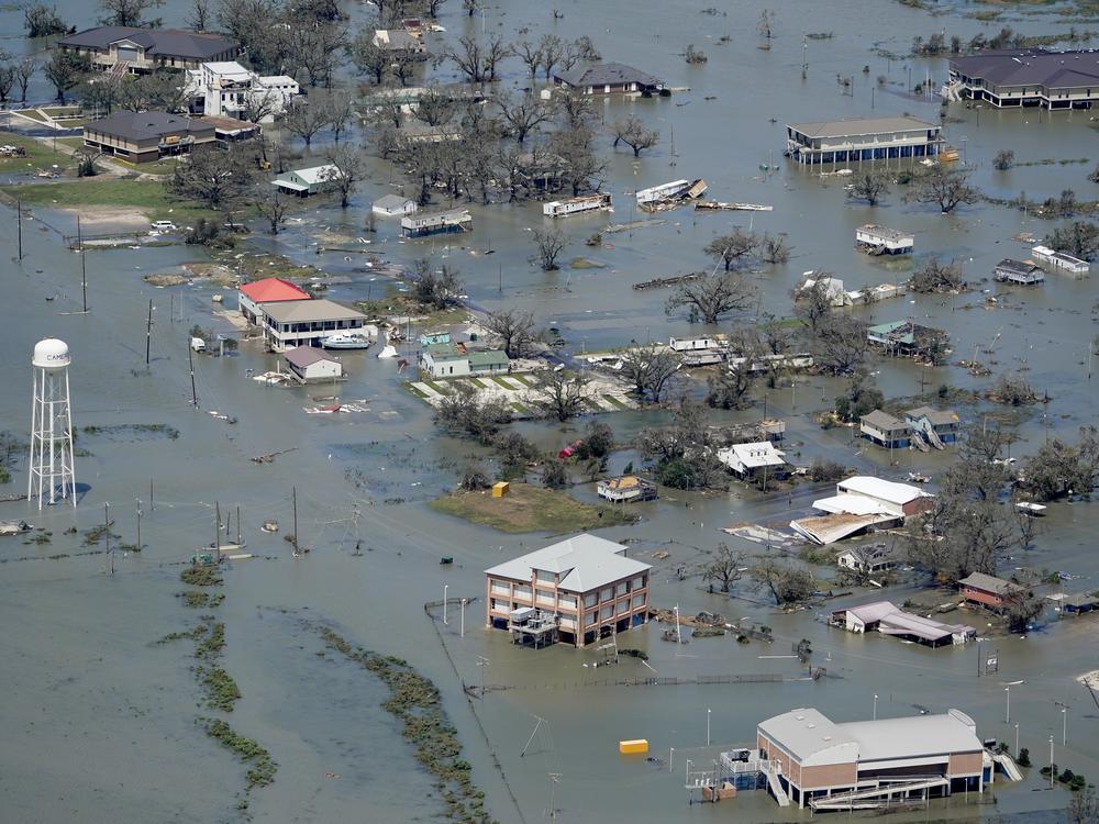 Buildings and homes were flooded after Hurricane Laura hit near Lake Charles, La., in August. Five named storms came ashore in Louisiana in 2020 — part of a record-setting Atlantic hurricane season.