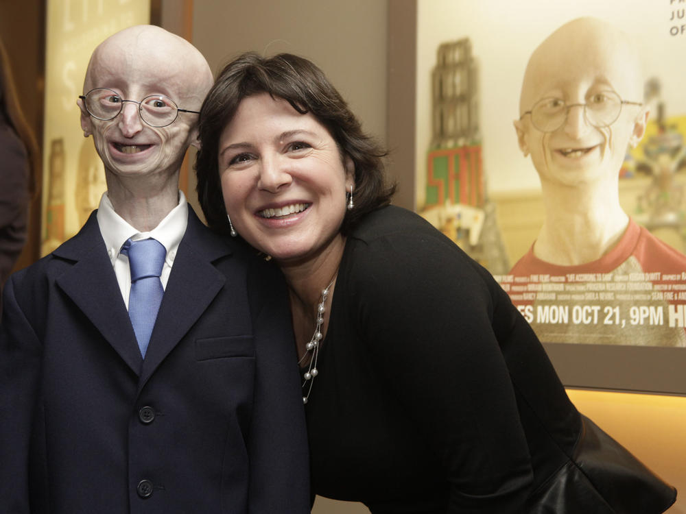Sam Berns and Audrey Gordon, executive director of The Progeria Research Foundation and Berns's aunt, attend The New York Premiere Of HBO's 
