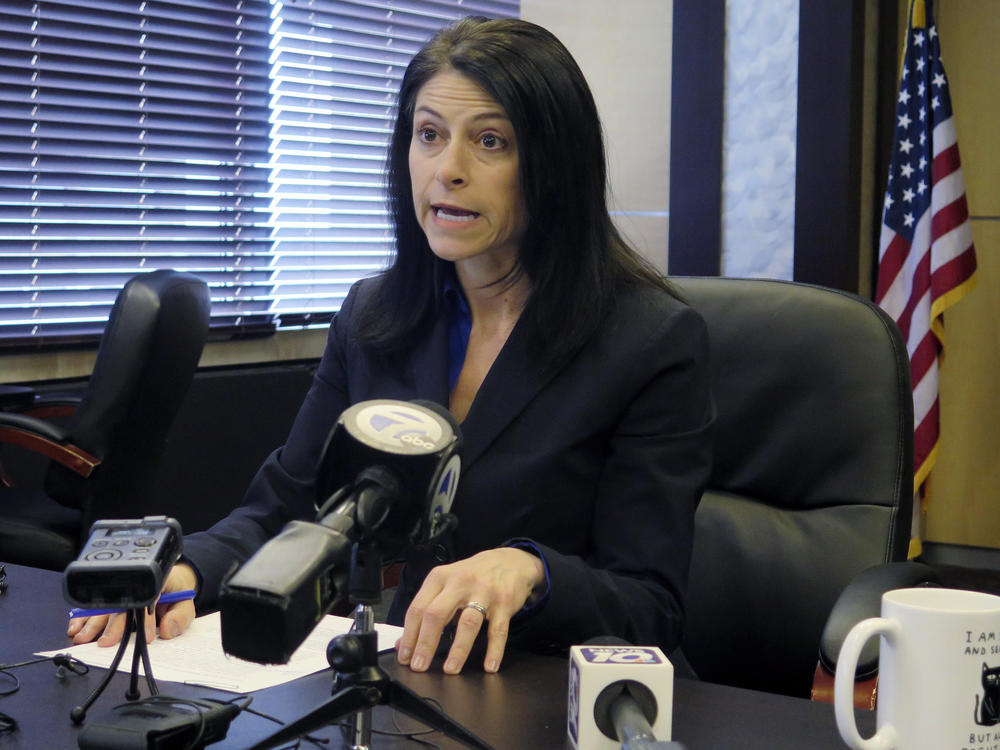 Michigan Attorney General Dana Nessel announced Tuesday her office is investigating threats against members of the Wayne County Board of Canvassers. Nessel seen above in March during a news conference in Lansing, Mich.