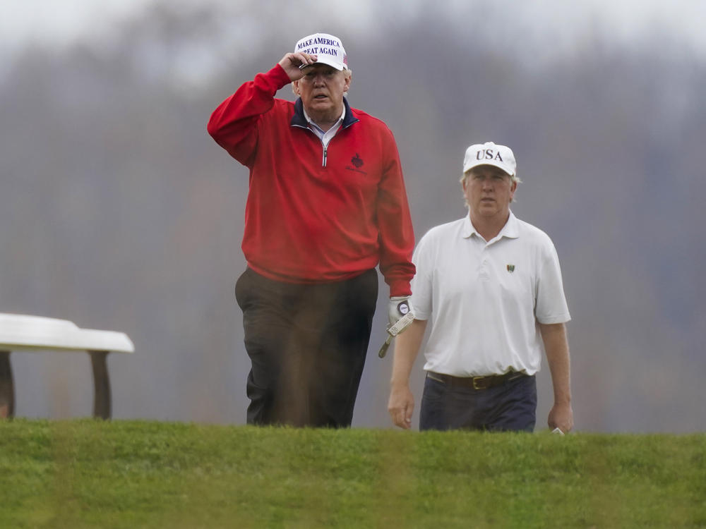 President Trump, seen here on Saturday, hasn't formally conceded the election to Joe Biden but says he is allowing the transition to proceed.