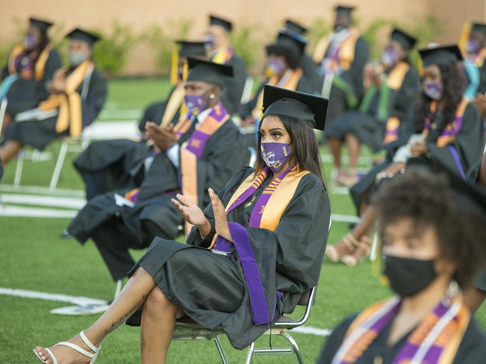 Roslyn Clark Artis, president of Benedict College, hosted a graduation ceremony for 180 students in the school's football stadium in August. She says she would recommend a socially distanced commencement to other colleges and universities — but she acknowledges it's harder to pull off with thousands of graduates.