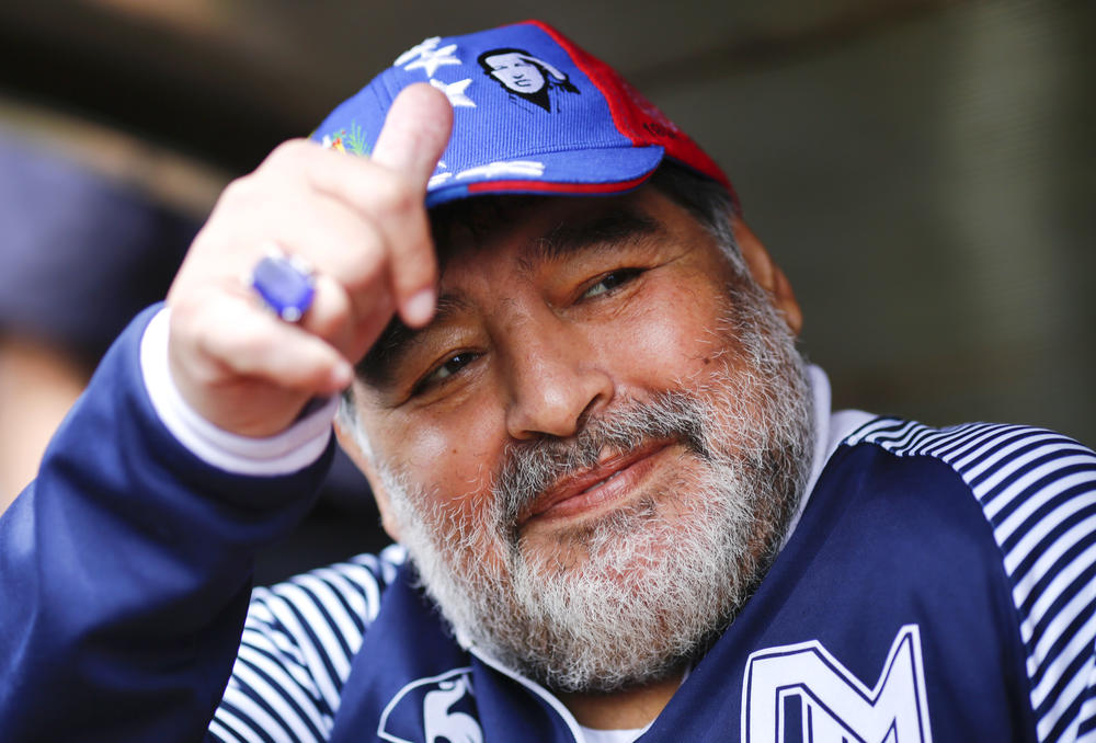 Maradona, head coach of Gimnasia y Esgrima La Plata, before a match in Mar del Plata, Argentina, 2019.