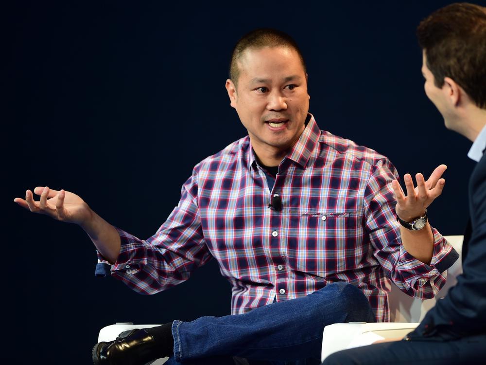 Former Zappos CEO Tony Hsieh, pictured at a 2015 event in Laguna Beach, Calif, died Friday at the age of 46.