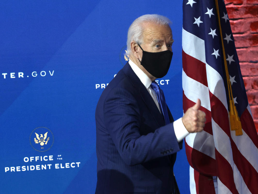 President-elect Joe Biden gives a thumbs-up during an event this week in Wilmington, Del.