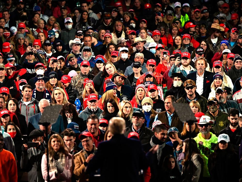 President Trump speaks at a rally to support Georgia's Republican Senate candidates in Valdosta, Ga., on Saturday. The state's two runoff races will decide which party will control the U.S. Senate.