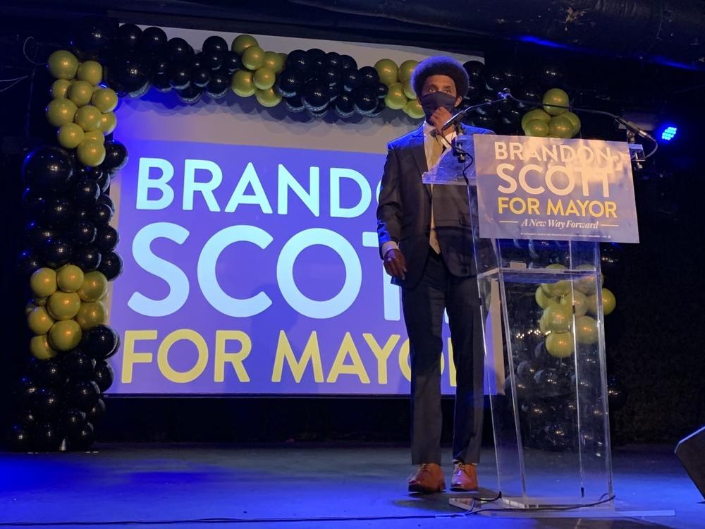 Brandon Scott, Baltimore's youngest mayor in more than a century, at his election night party last month.